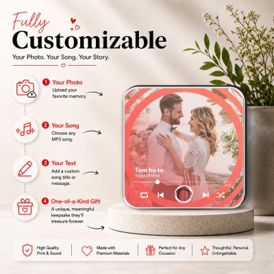 Customized Musical Fridge Magnet with Photo and Song  Romantic Couple Gift for Husband Wife Audio Message Gift Rechargeable Sound Magnet